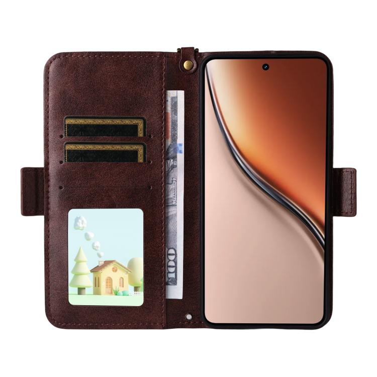 For Realme P3 Global / Neo7x / 14 5G Multi-card Slots Crossbody Cowhide Leather Phone Case