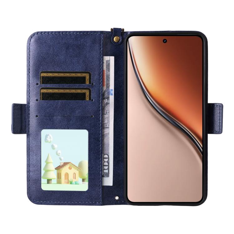 For Realme P3 Global / Neo7x / 14 5G Multi-card Slots Crossbody Cowhide Leather Phone Case