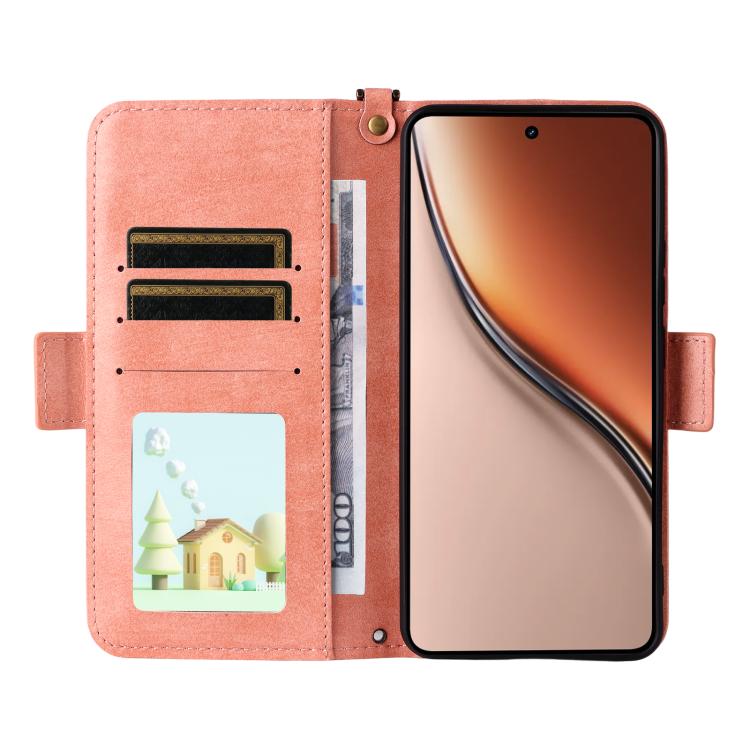 For Realme P3 Global / Neo7x / 14 5G Multi-card Slots Crossbody Cowhide Leather Phone Case