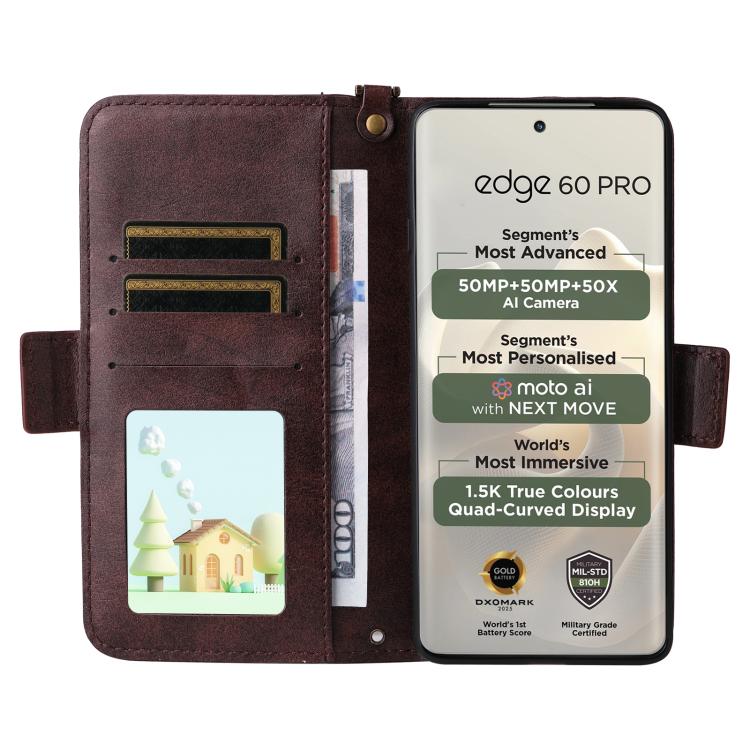 For Motorola Edge 60 Pro / 60s Pro 5G Multi-card Slots Crossbody Cowhide Leather Phone Case