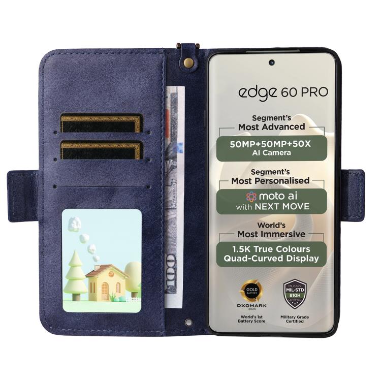 For Motorola Edge 60 Pro / 60s Pro 5G Multi-card Slots Crossbody Cowhide Leather Phone Case