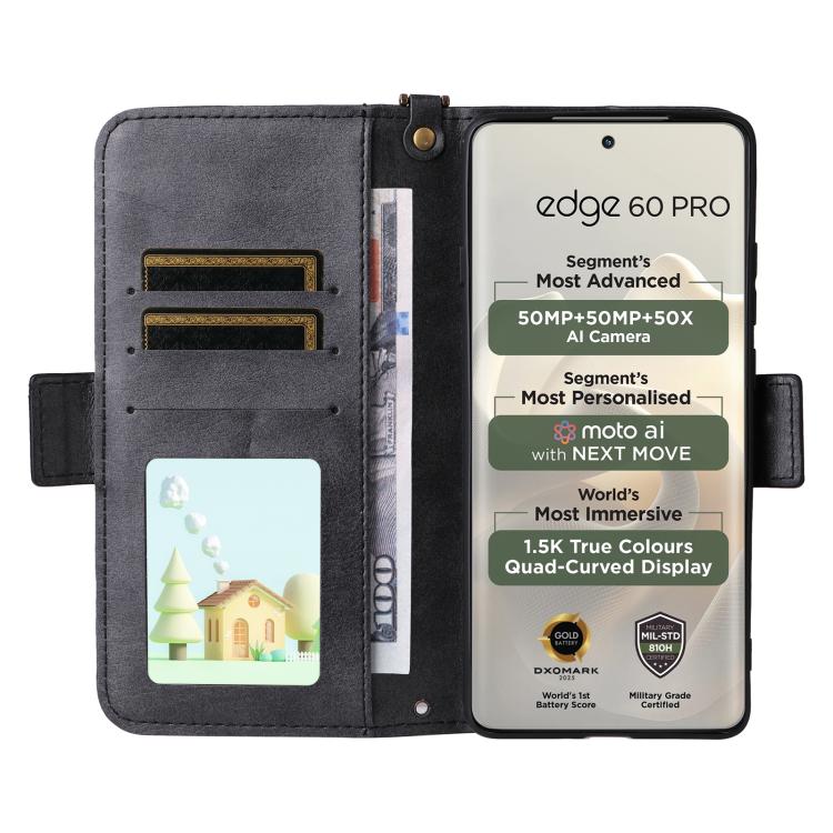 For Motorola Edge 60 Pro / 60s Pro 5G Multi-card Slots Crossbody Cowhide Leather Phone Case