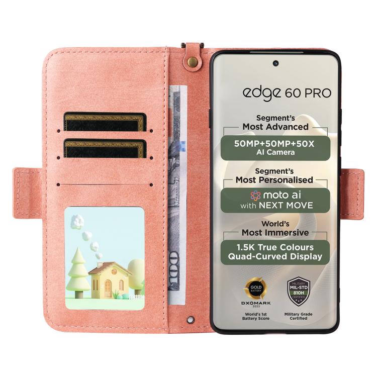 For Motorola Edge 60 Pro / 60s Pro 5G Multi-card Slots Crossbody Cowhide Leather Phone Case