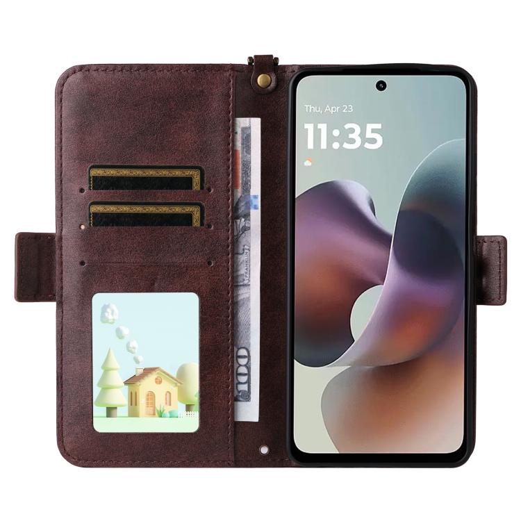 For Motorola Moto G56 / G66j / G66y 5G Multi-card Slots Crossbody Cowhide Leather Phone Case