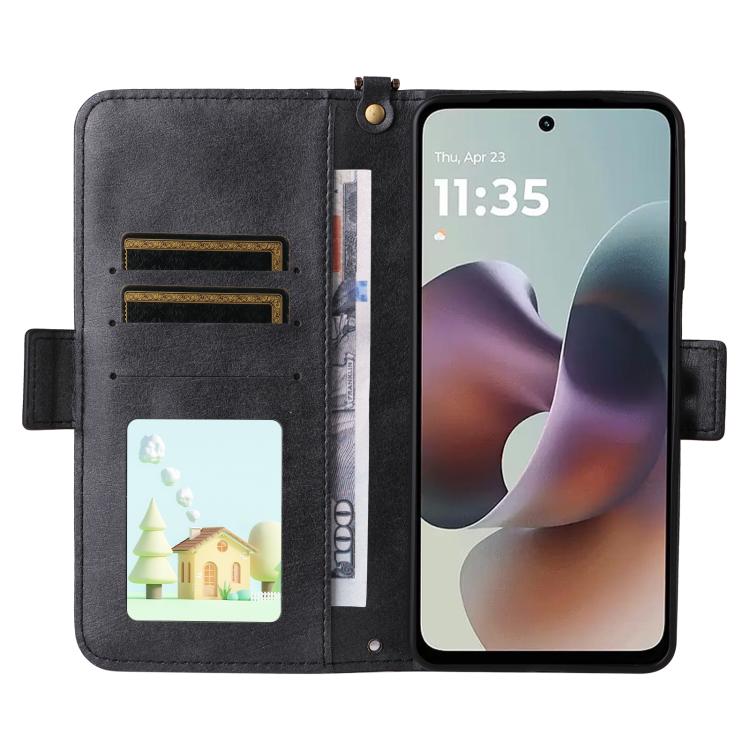 For Motorola Moto G56 / G66j / G66y 5G Multi-card Slots Crossbody Cowhide Leather Phone Case