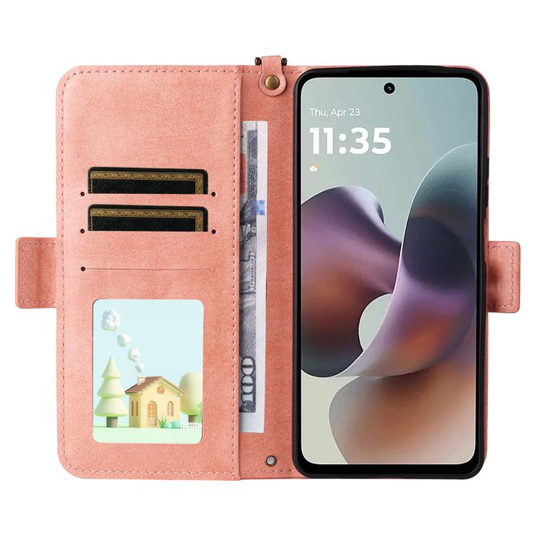 For Motorola Moto G56 / G66j / G66y 5G Multi-card Slots Crossbody Cowhide Leather Phone Case