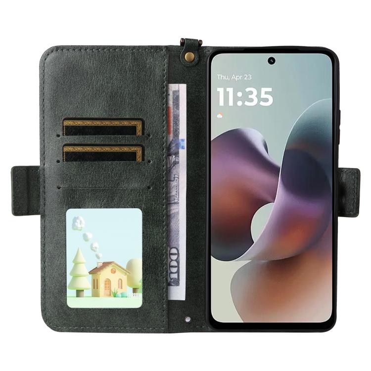 For Motorola Moto G56 / G66j / G66y 5G Multi-card Slots Crossbody Cowhide Leather Phone Case