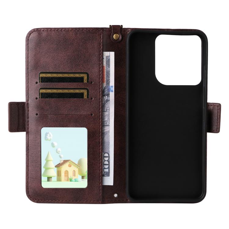 For Motorola Moto G15 / G15 Power Multi-card Slots Crossbody Cowhide Leather Phone Case