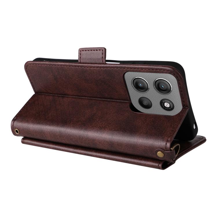 For Motorola Moto G15 / G15 Power Multi-card Slots Crossbody Cowhide Leather Phone Case