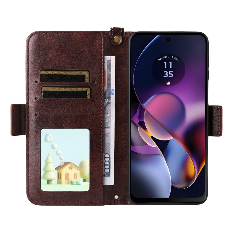 For Motorola Moto G54 / G64 / G64y Multi-card Slots Crossbody Cowhide Leather Phone Case