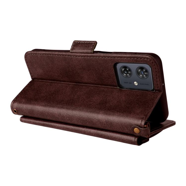 For Motorola Moto G54 / G64 / G64y Multi-card Slots Crossbody Cowhide Leather Phone Case