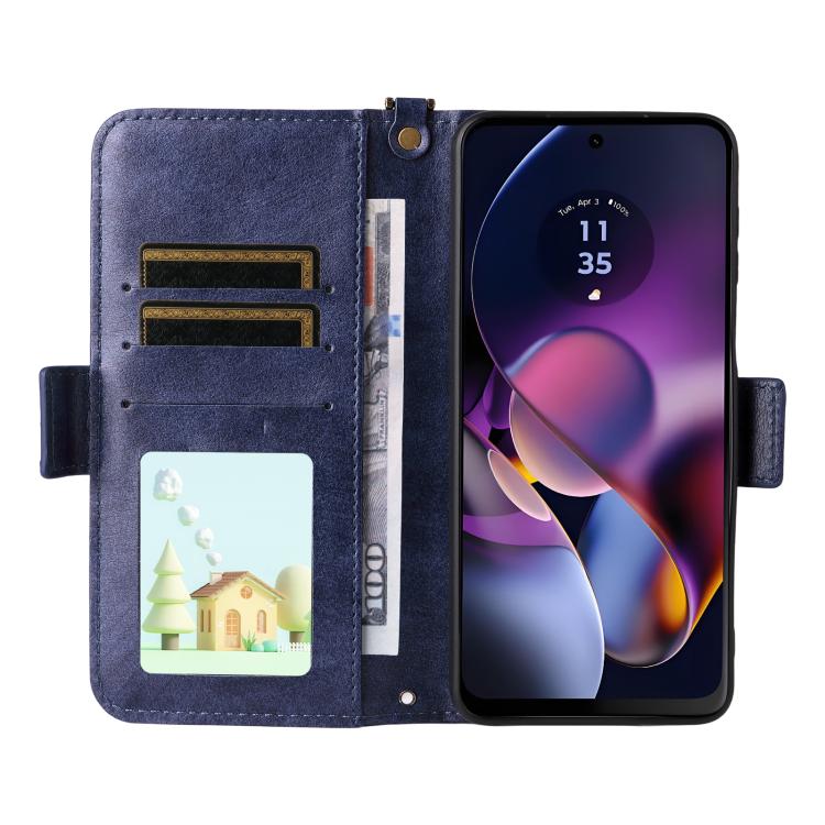 For Motorola Moto G54 / G64 / G64y Multi-card Slots Crossbody Cowhide Leather Phone Case