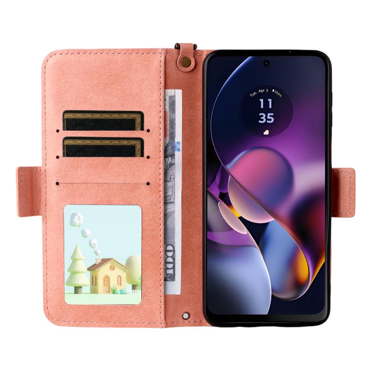For Motorola Moto G54 / G64 / G64y Multi-card Slots Crossbody Cowhide Leather Phone Case