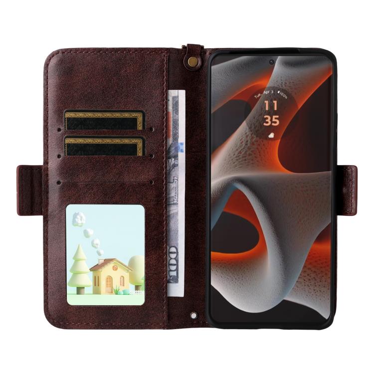 For Motorola Edge 50 Pro Multi-card Slots Crossbody Cowhide Leather Phone Case