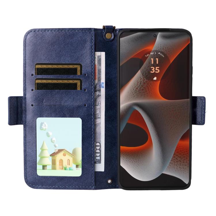 For Motorola Edge 50 Pro Multi-card Slots Crossbody Cowhide Leather Phone Case