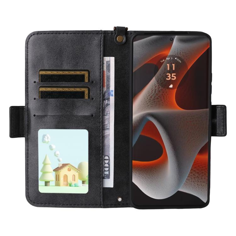 For Motorola Edge 50 Pro Multi-card Slots Crossbody Cowhide Leather Phone Case
