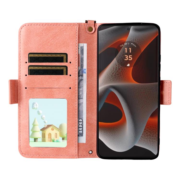 For Motorola Edge 50 Pro Multi-card Slots Crossbody Cowhide Leather Phone Case