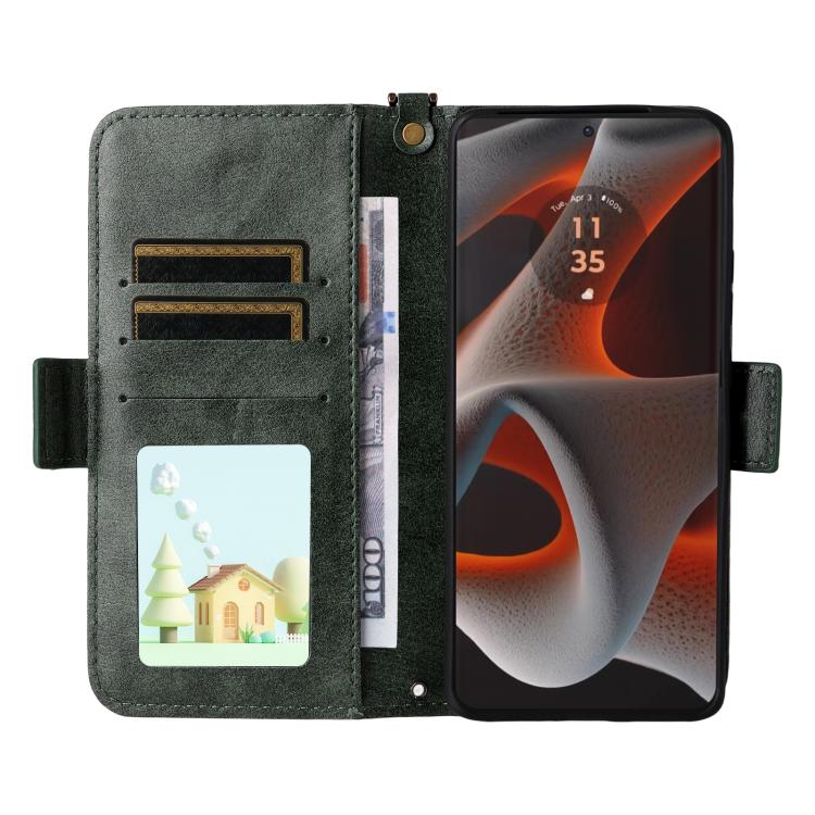 For Motorola Edge 50 Pro Multi-card Slots Crossbody Cowhide Leather Phone Case