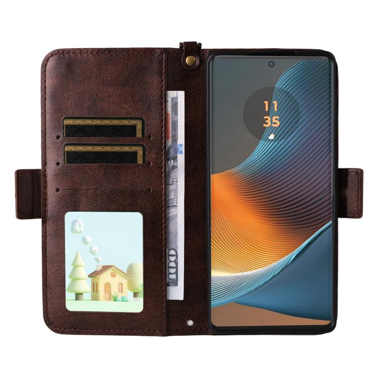 For Motorola Edge 50 Fusion Multi-card Slots Crossbody Cowhide Leather Phone Case