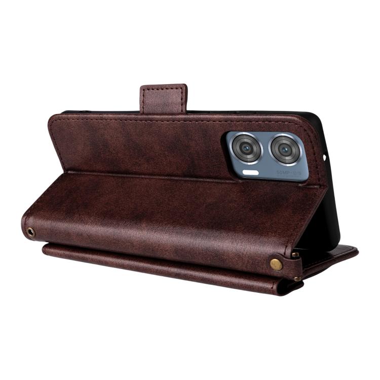 For Motorola Edge 50 Fusion Multi-card Slots Crossbody Cowhide Leather Phone Case