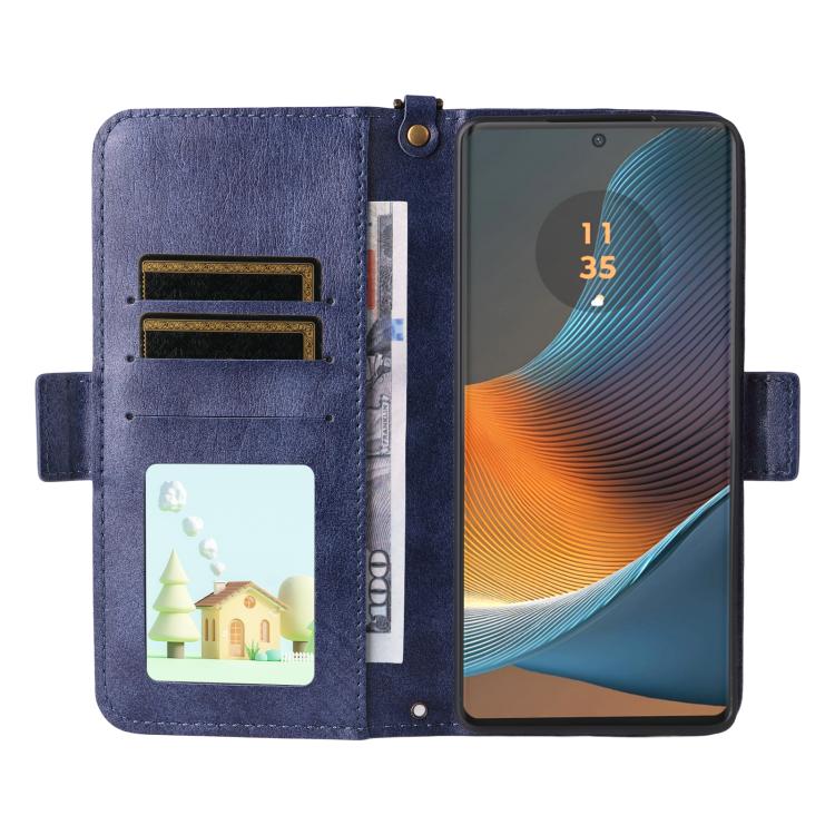 For Motorola Edge 50 Fusion Multi-card Slots Crossbody Cowhide Leather Phone Case