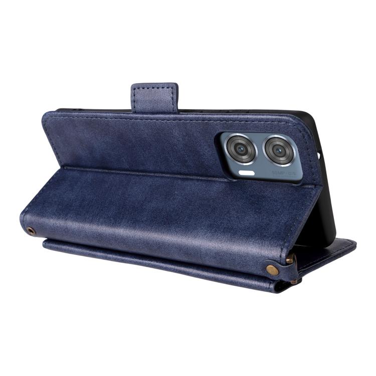For Motorola Edge 50 Fusion Multi-card Slots Crossbody Cowhide Leather Phone Case