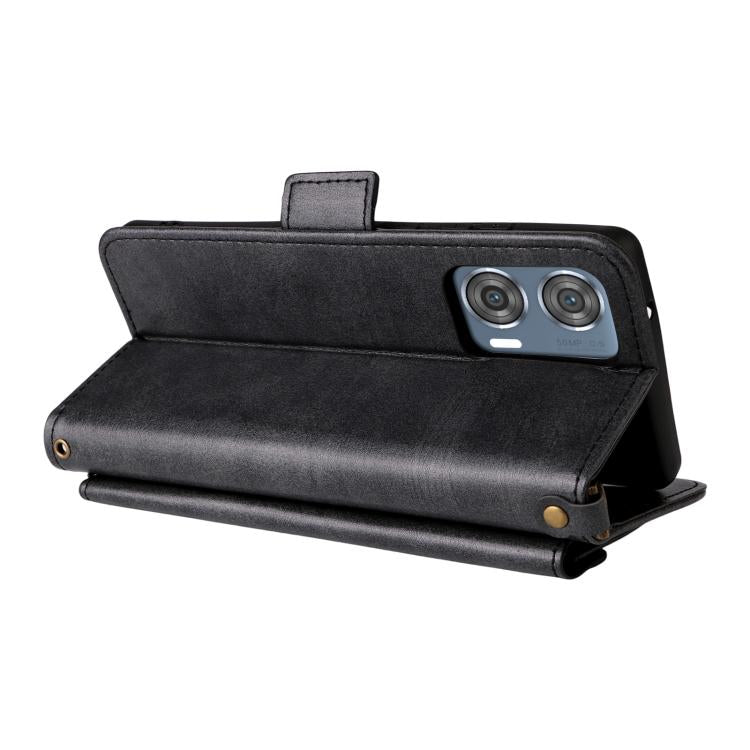 For Motorola Edge 50 Fusion Multi-card Slots Crossbody Cowhide Leather Phone Case