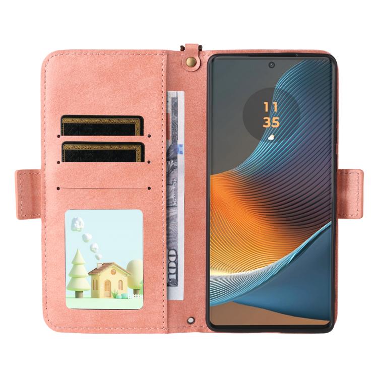 For Motorola Edge 50 Fusion Multi-card Slots Crossbody Cowhide Leather Phone Case