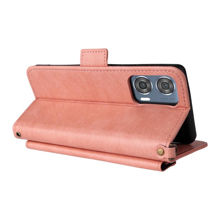 For Motorola Edge 50 Fusion Multi-card Slots Crossbody Cowhide Leather Phone Case