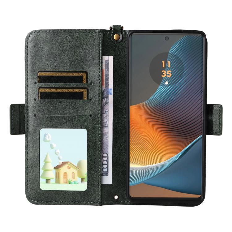 For Motorola Edge 50 Fusion Multi-card Slots Crossbody Cowhide Leather Phone Case