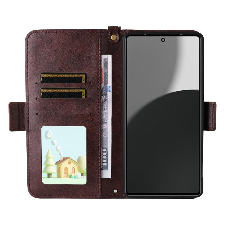 For Sharp Aquos R9 Pro Multi-card Slots Crossbody Cowhide Leather Phone Case