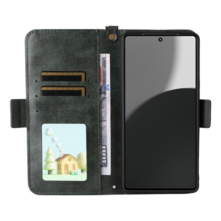 For Sharp Aquos R9 Pro Multi-card Slots Crossbody Cowhide Leather Phone Case