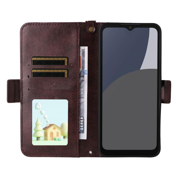 For Sharp Aquos wish4 Multi-card Slots Crossbody Cowhide Leather Phone Case