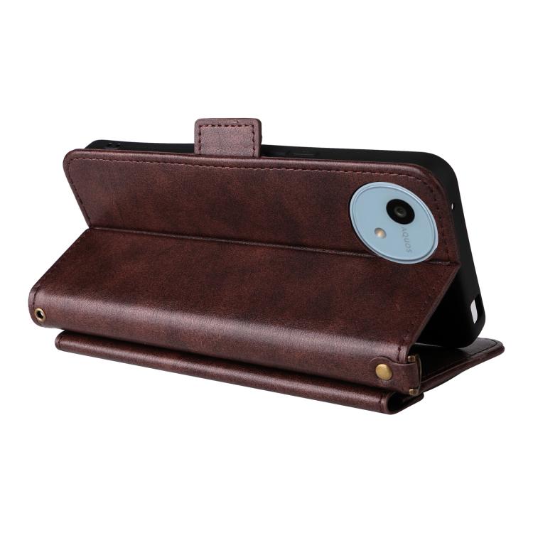 For Sharp Aquos wish4 Multi-card Slots Crossbody Cowhide Leather Phone Case