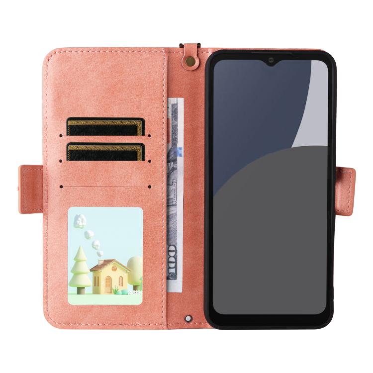 For Sharp Aquos wish4 Multi-card Slots Crossbody Cowhide Leather Phone Case
