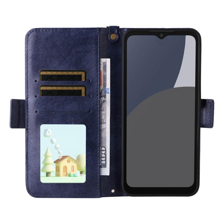 For Sharp Aquos wish5 Multi-card Slots Crossbody Cowhide Leather Phone Case