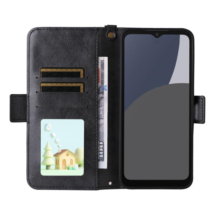 For Sharp Aquos wish5 Multi-card Slots Crossbody Cowhide Leather Phone Case