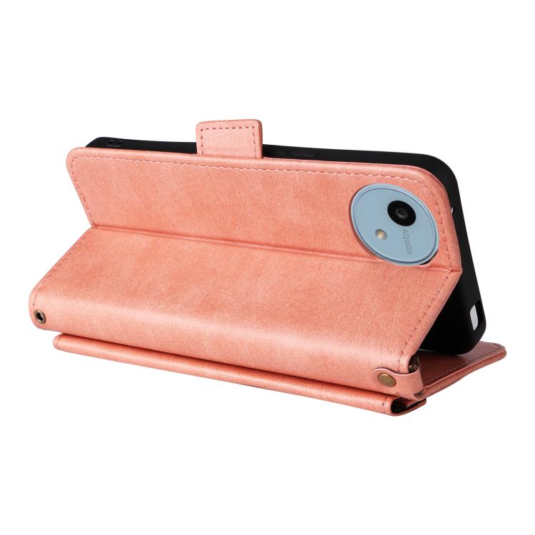 For Sharp Aquos wish5 Multi-card Slots Crossbody Cowhide Leather Phone Case