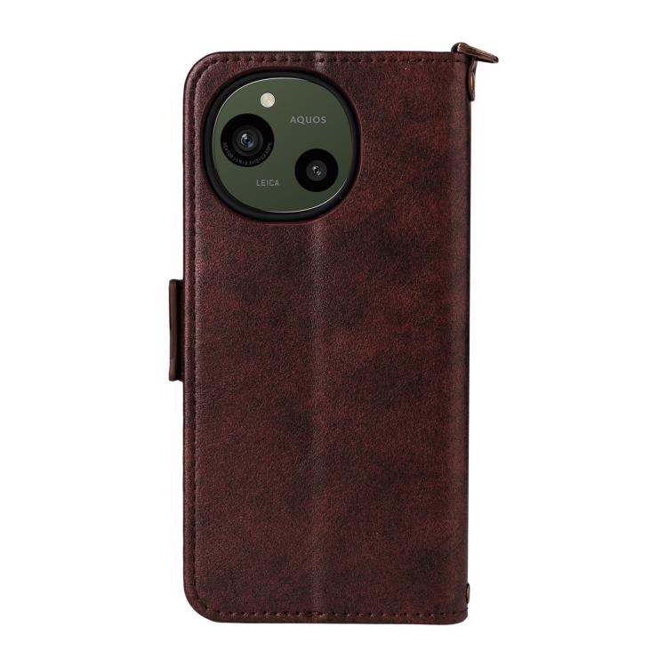 For Sharp Aquos R10 / R9 Multi-card Slots Crossbody Cowhide Leather Phone Case