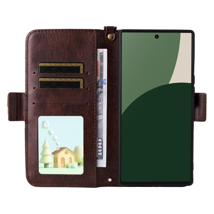 For Sharp Aquos R10 / R9 Multi-card Slots Crossbody Cowhide Leather Phone Case