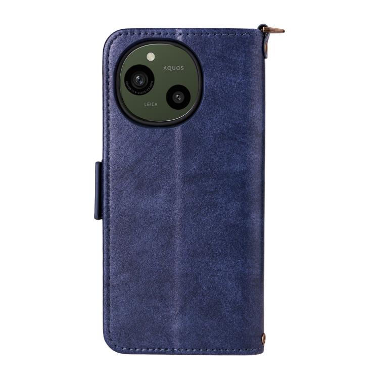 For Sharp Aquos R10 / R9 Multi-card Slots Crossbody Cowhide Leather Phone Case