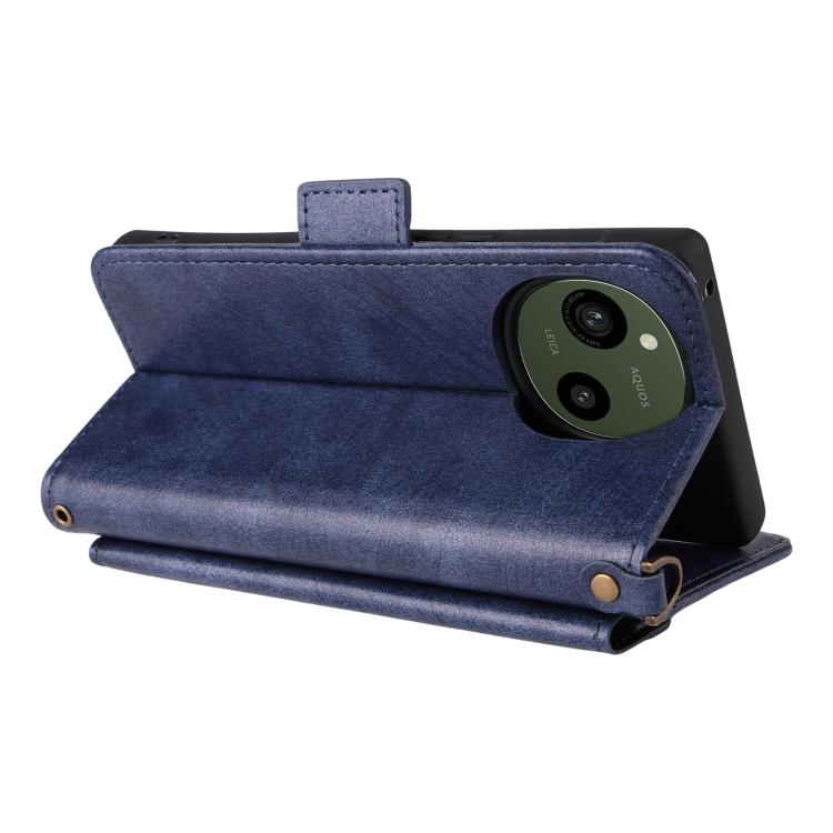 For Sharp Aquos R10 / R9 Multi-card Slots Crossbody Cowhide Leather Phone Case