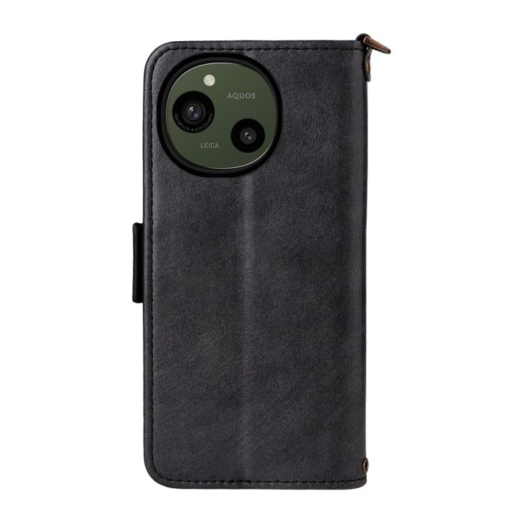 For Sharp Aquos R10 / R9 Multi-card Slots Crossbody Cowhide Leather Phone Case