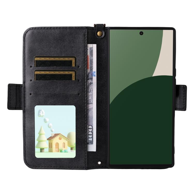 For Sharp Aquos R10 / R9 Multi-card Slots Crossbody Cowhide Leather Phone Case