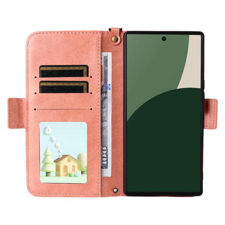For Sharp Aquos R10 / R9 Multi-card Slots Crossbody Cowhide Leather Phone Case