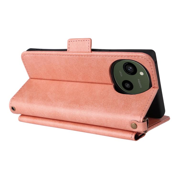 For Sharp Aquos R10 / R9 Multi-card Slots Crossbody Cowhide Leather Phone Case