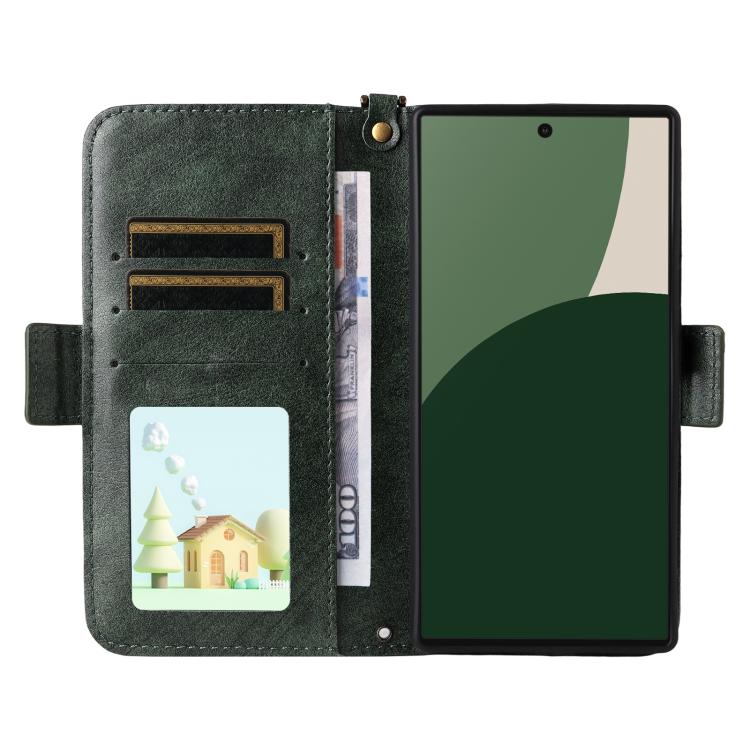 For Sharp Aquos R10 / R9 Multi-card Slots Crossbody Cowhide Leather Phone Case