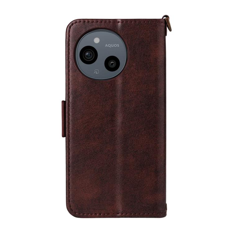 For Sharp Aquos Sense9 Multi-card Slots Crossbody Cowhide Leather Phone Case