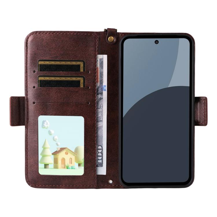 For Sharp Aquos Sense9 Multi-card Slots Crossbody Cowhide Leather Phone Case