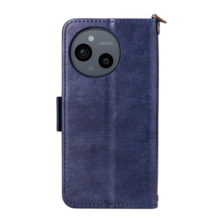 For Sharp Aquos Sense9 Multi-card Slots Crossbody Cowhide Leather Phone Case